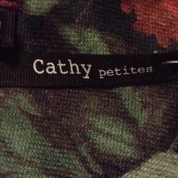 Nwt CATHY petiteFLORAL print 3/4 SLV TOP BLING - Picture 7 of 8